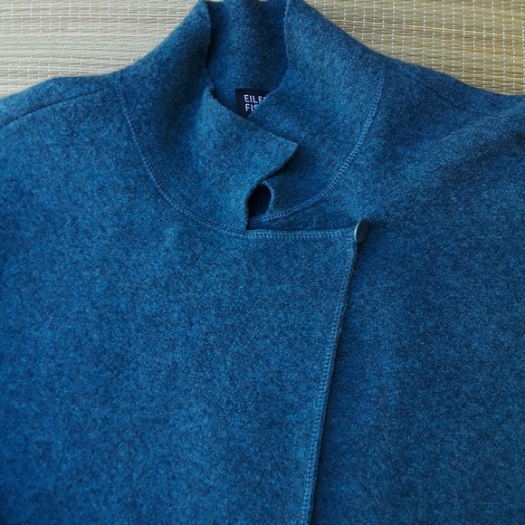 Eileen Fisher Blue Open Front wool Sweater - Picture 4 of 8